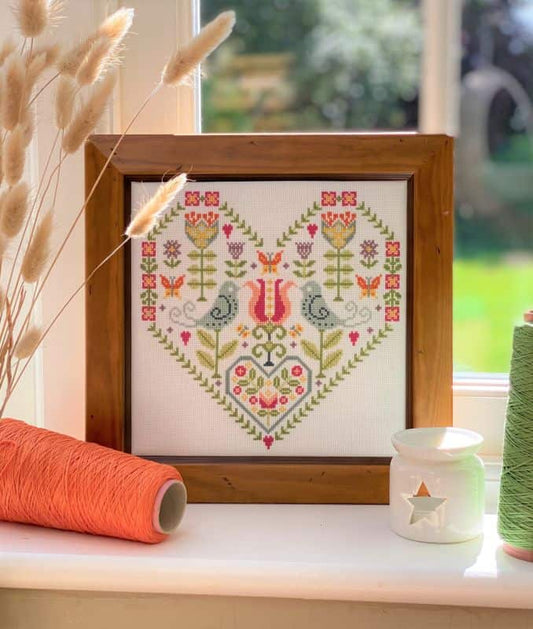 Scandi Heart Sampler Cross Stitch Kit Historical Sampler Company