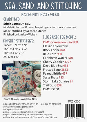Sea, Sand & Stitching Cross Stitch Pattern by Lindsey Weight of Primrose Cottage