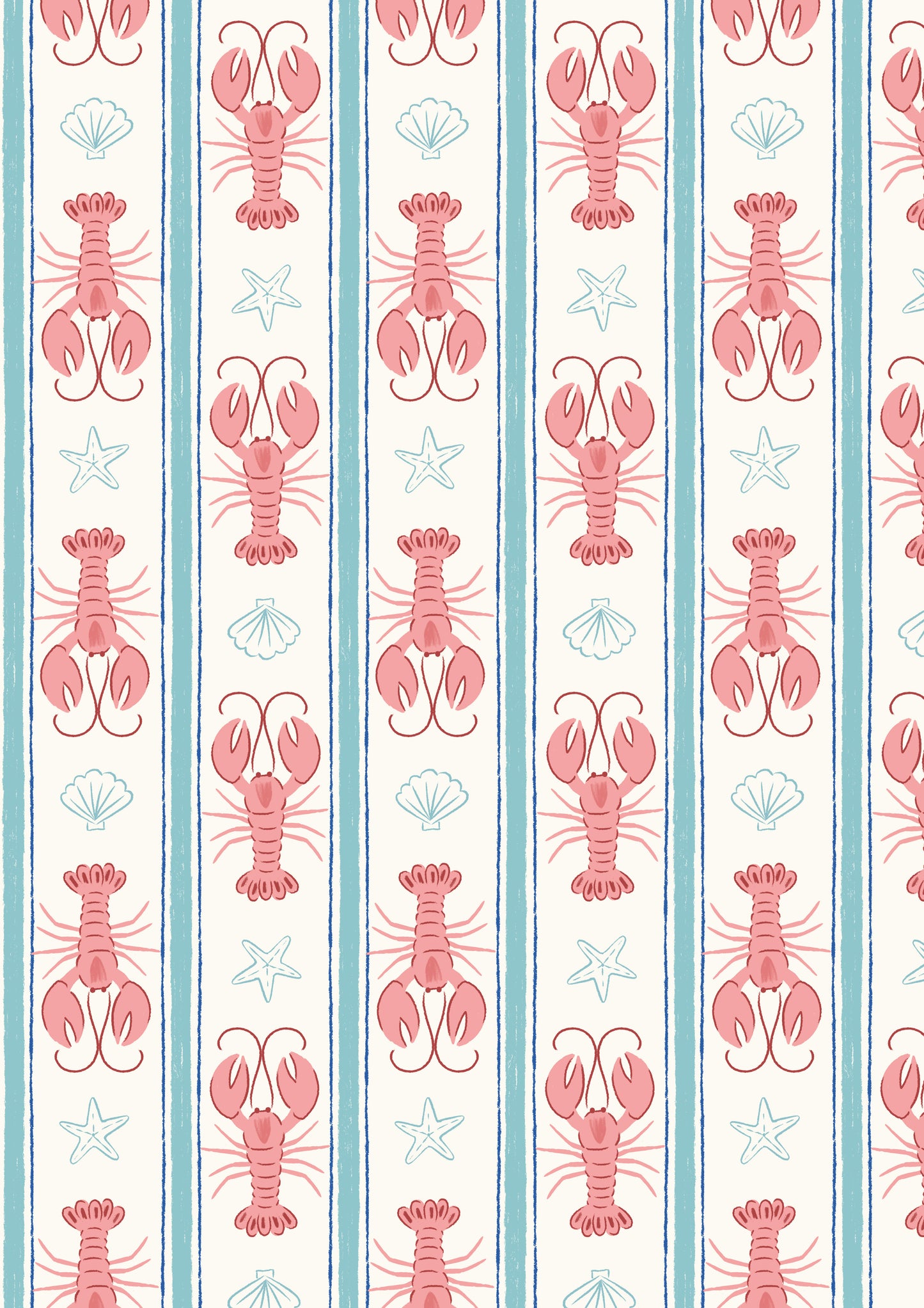 Seas The Day Lobster Stripe L1B by Lewis & Irene (sold in 25cm increments)