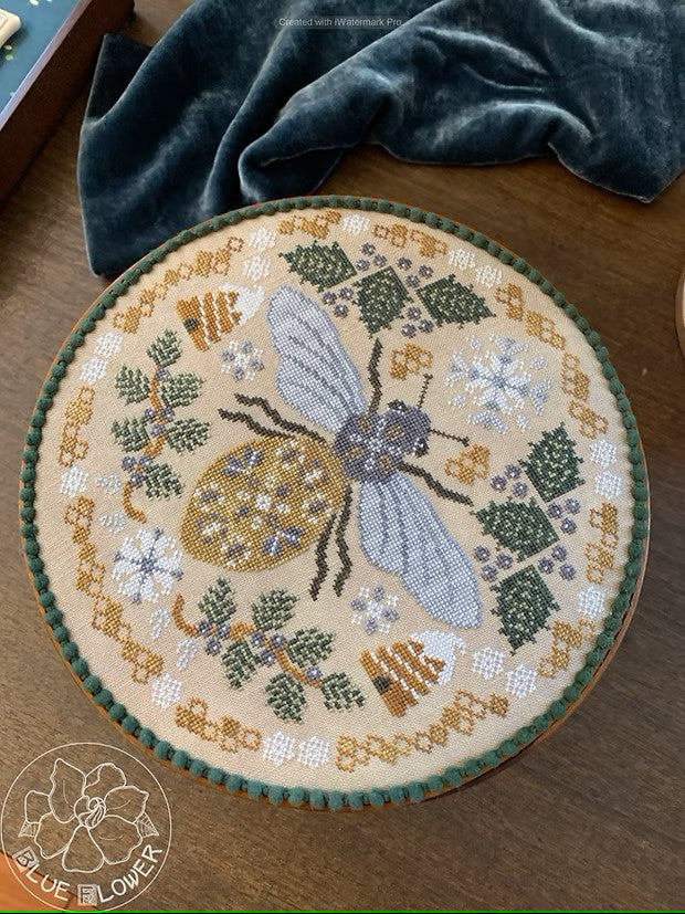 Sleeping Bee Cross Stitch Pattern by The Blue Flower