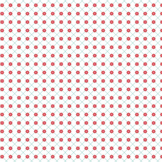 Smitten Chicken Lazy Daisy White SN251106 by Lori Woods for Poppie Cotton (sold in 25cm increments)
