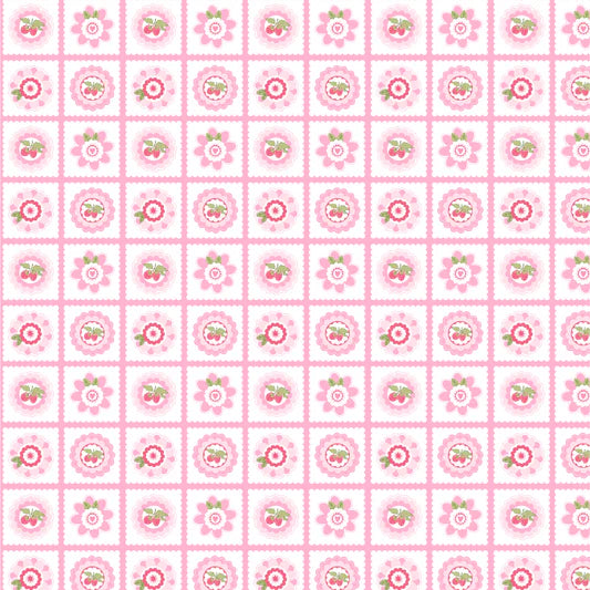 Smitten Chicken Petit Fours Pink SN251113 by Lori Woods for Poppie Cotton (sold in 25cm increments)