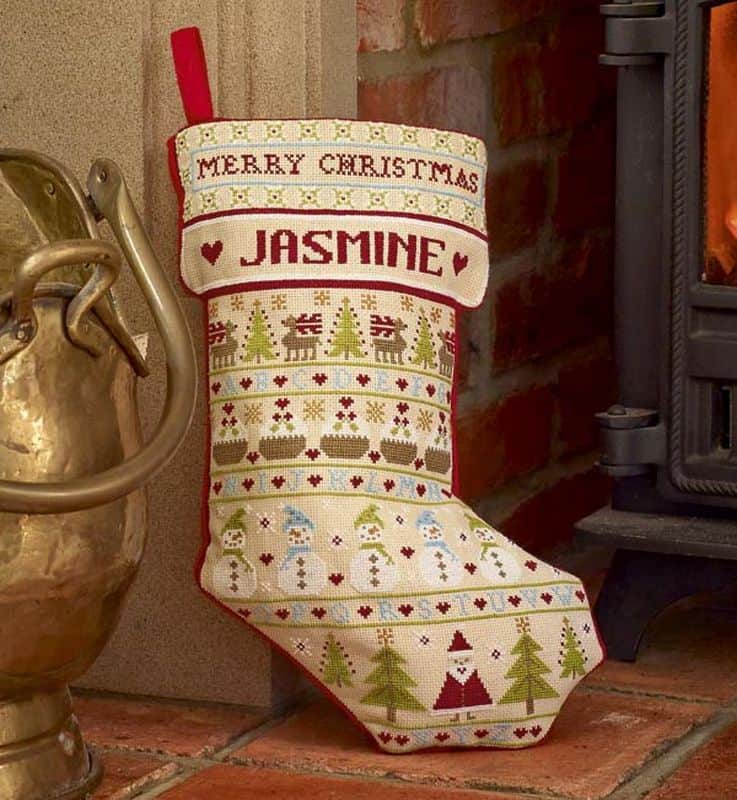 Snowman Christmas Stocking Stitch Kit Historical Sampler Company