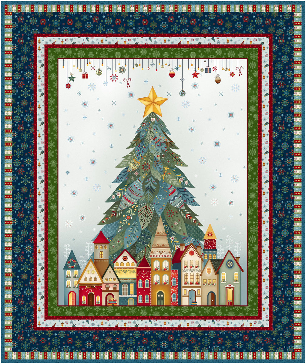 Nordic Holiday Village 3614P-17 Trees Panel by Mary Jane Carey for Henry Glass Fabrics