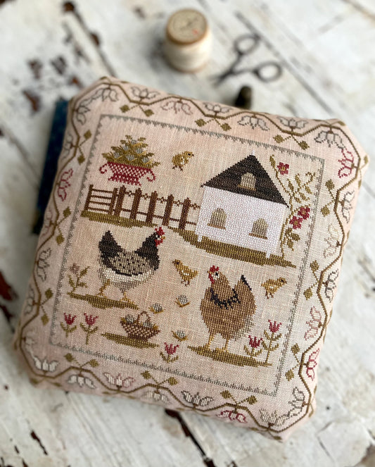 Spring Chickens Pinkeep Cross Stitch Pattern by Stacy Nash