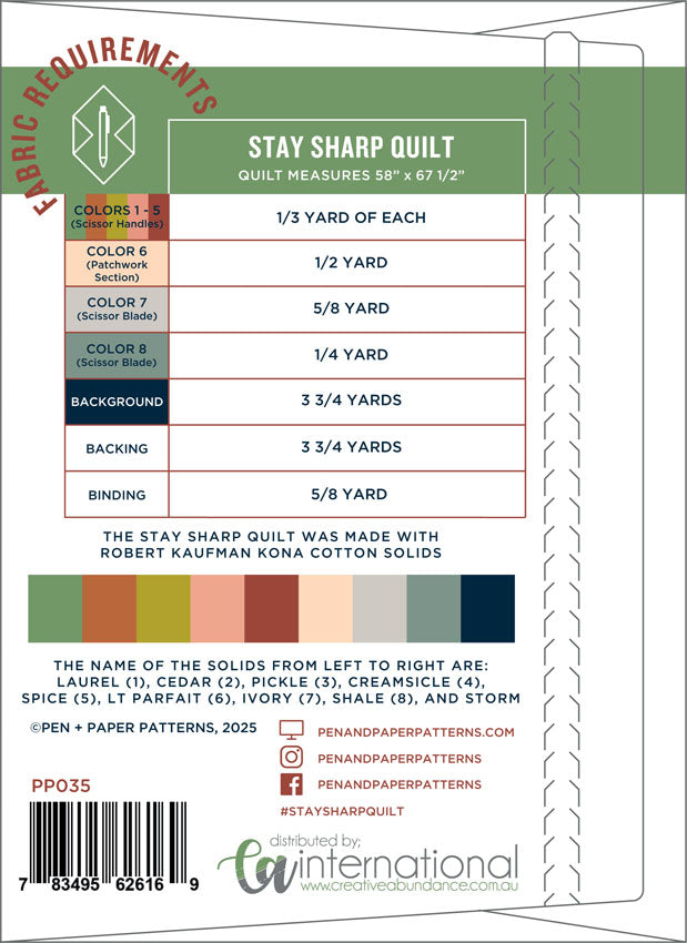 Stay Sharp Quilt Pattern - Pen and Paper