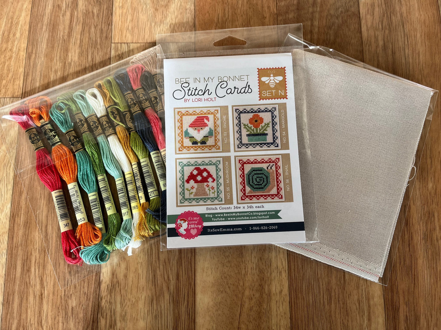 Stitch Card N Cross Stitch pattern, Thread and Evenweave Kit curated by The Rural Stitch Co