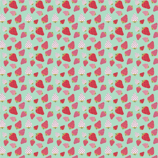 Homestead Strawberry Patch Mint PH23421 by Prairie Sisters for Poppie Cotton (sold in 25cm increments)