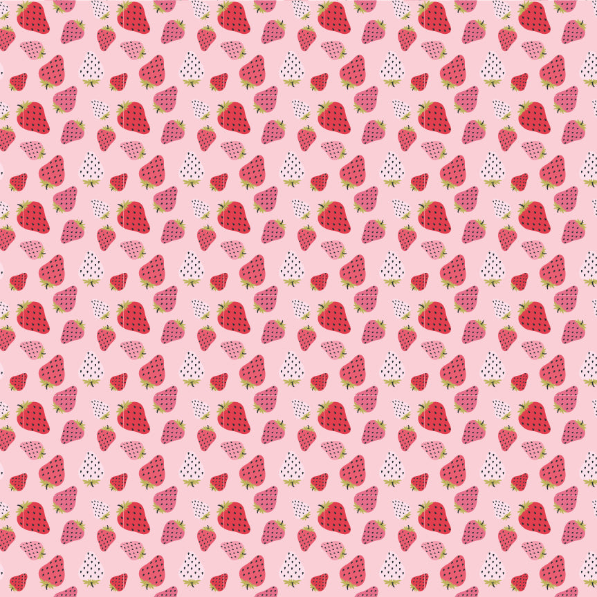 Homestead Strawberry Patch Pink PH23422 by Prairie Sisters for Poppie Cotton (sold in 25cm increments)