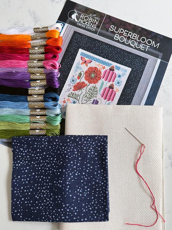 Superbloom Bouquet Cross Stitch Kit by Robin Pickens for Moda Fabrics