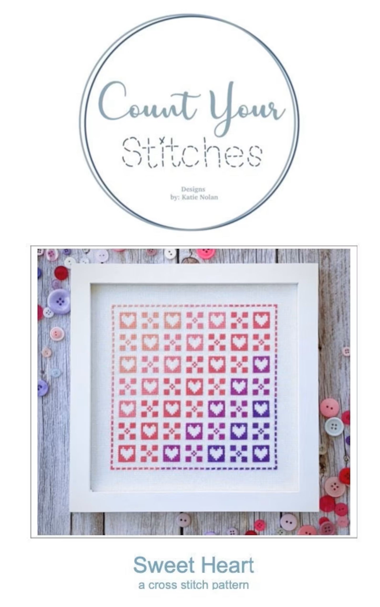 Sweet Heart Cross Stitch Pattern by Count Your Stitches Designs