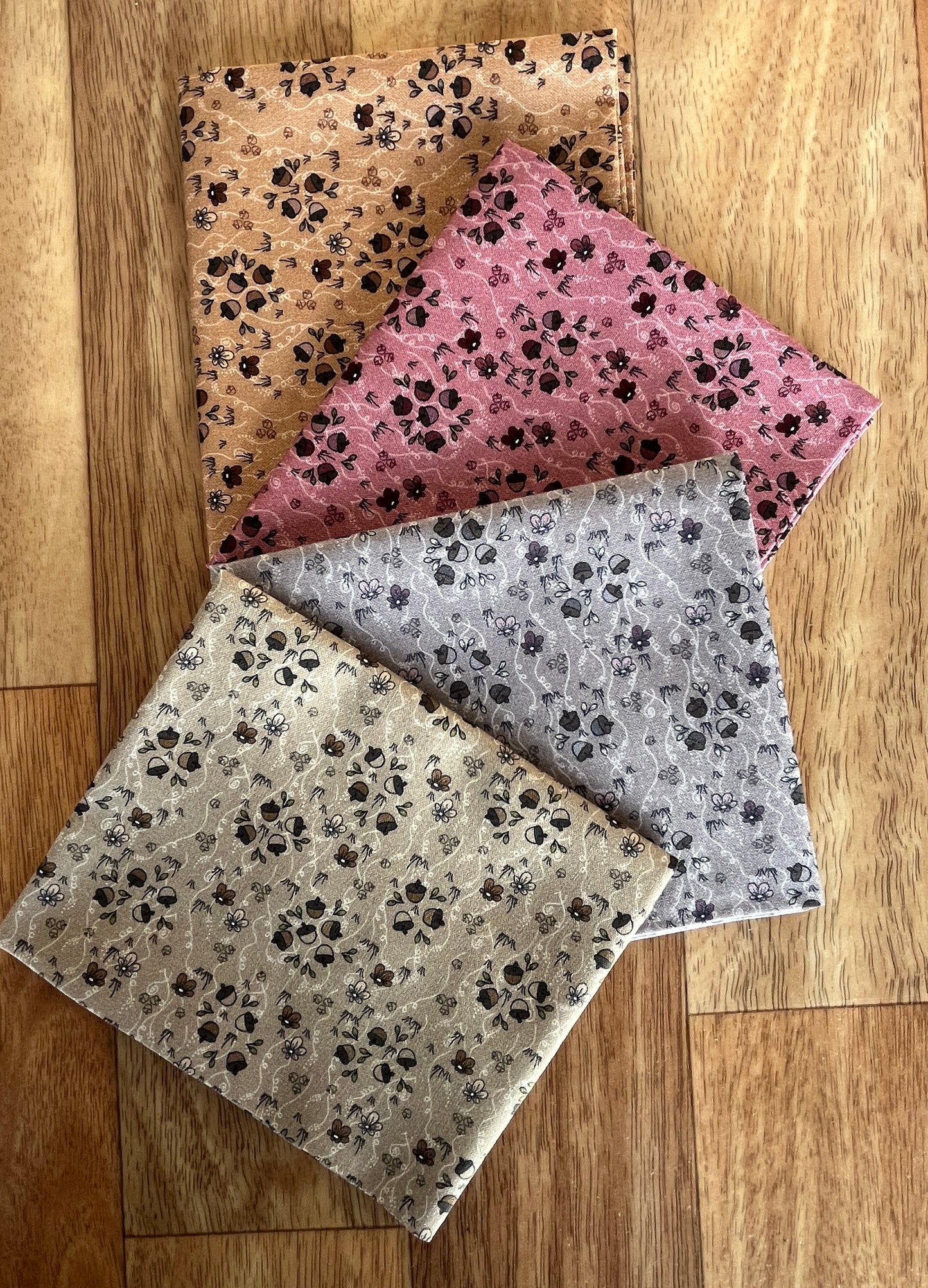 The Sweetest Embrace Acorns & Flowers Fat Quarter Bundle by Linette Jakobsen for Stoff Fabrics