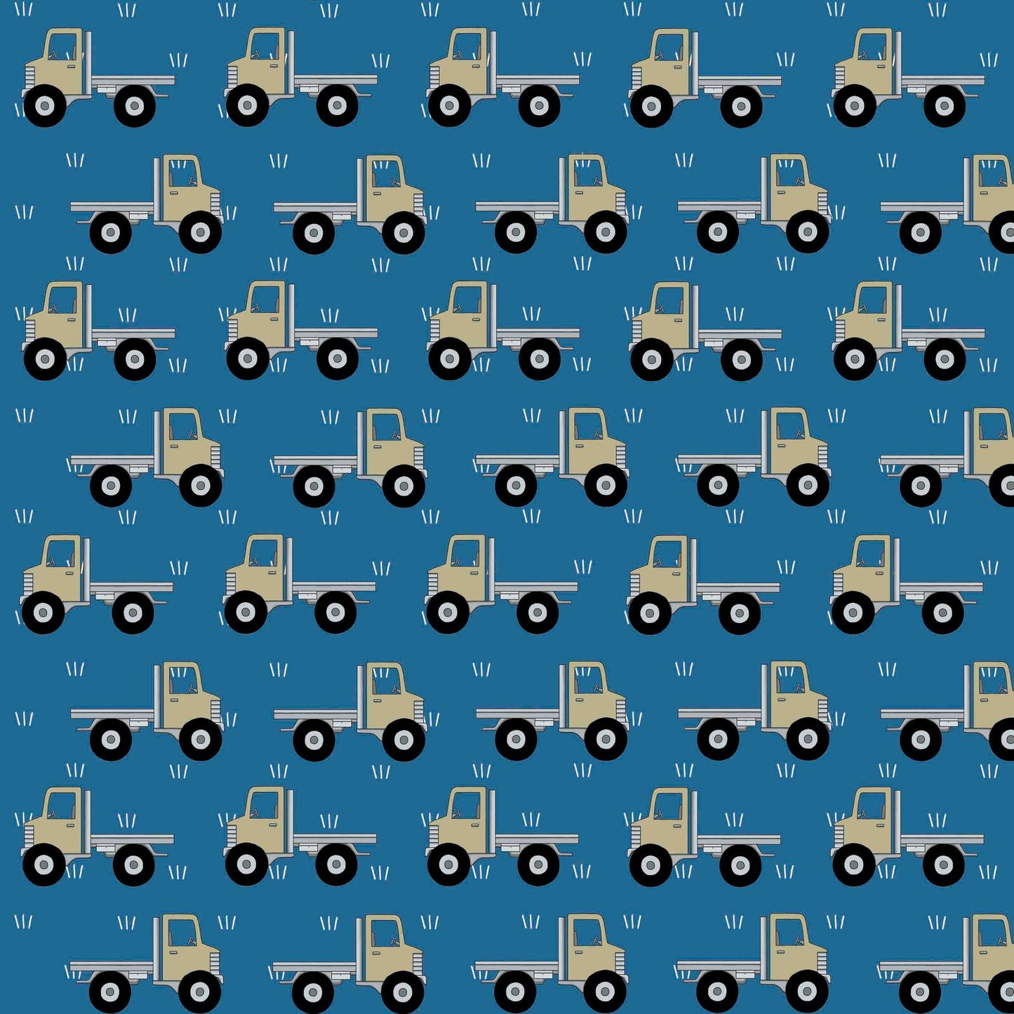 Trucks on Blue by Red Tractor Designs (sold in 25cm increments)