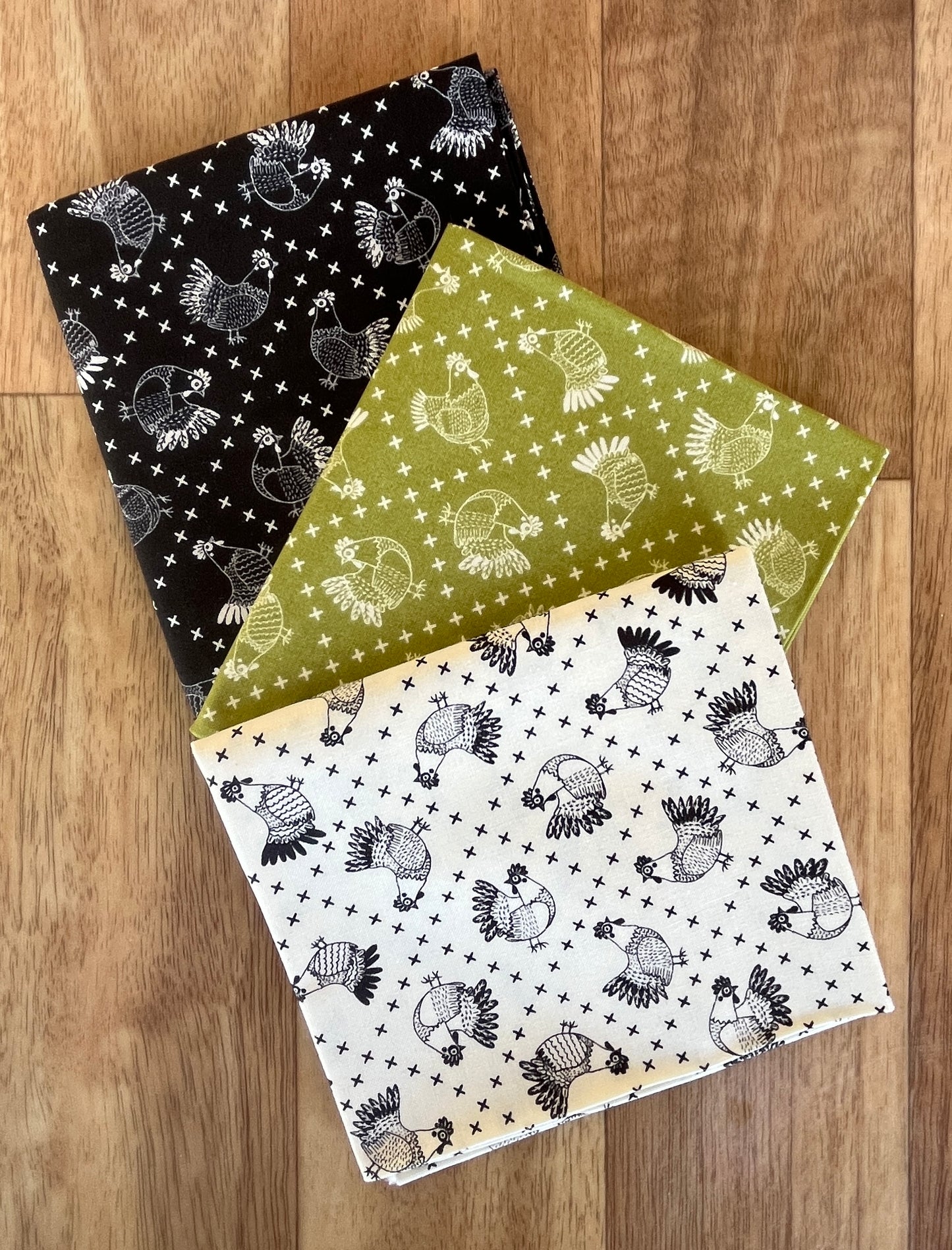 The Henhouse Chicken Cross Stitch Fat Quarter Bundle by Gingiber for Moda Fabrics