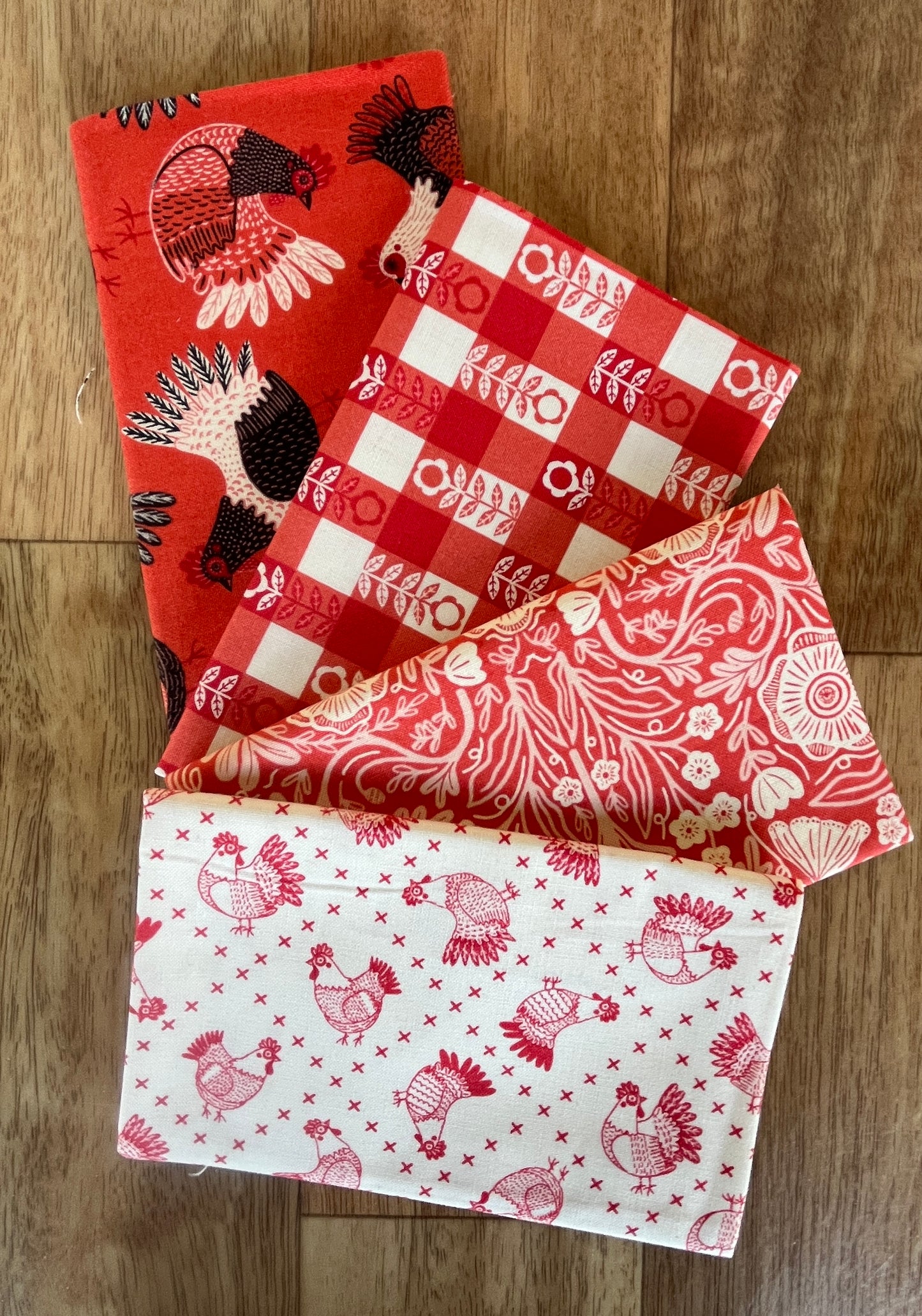 The Henhouse Reds Fat Eighth Bundle by Gingiber for Moda Fabrics