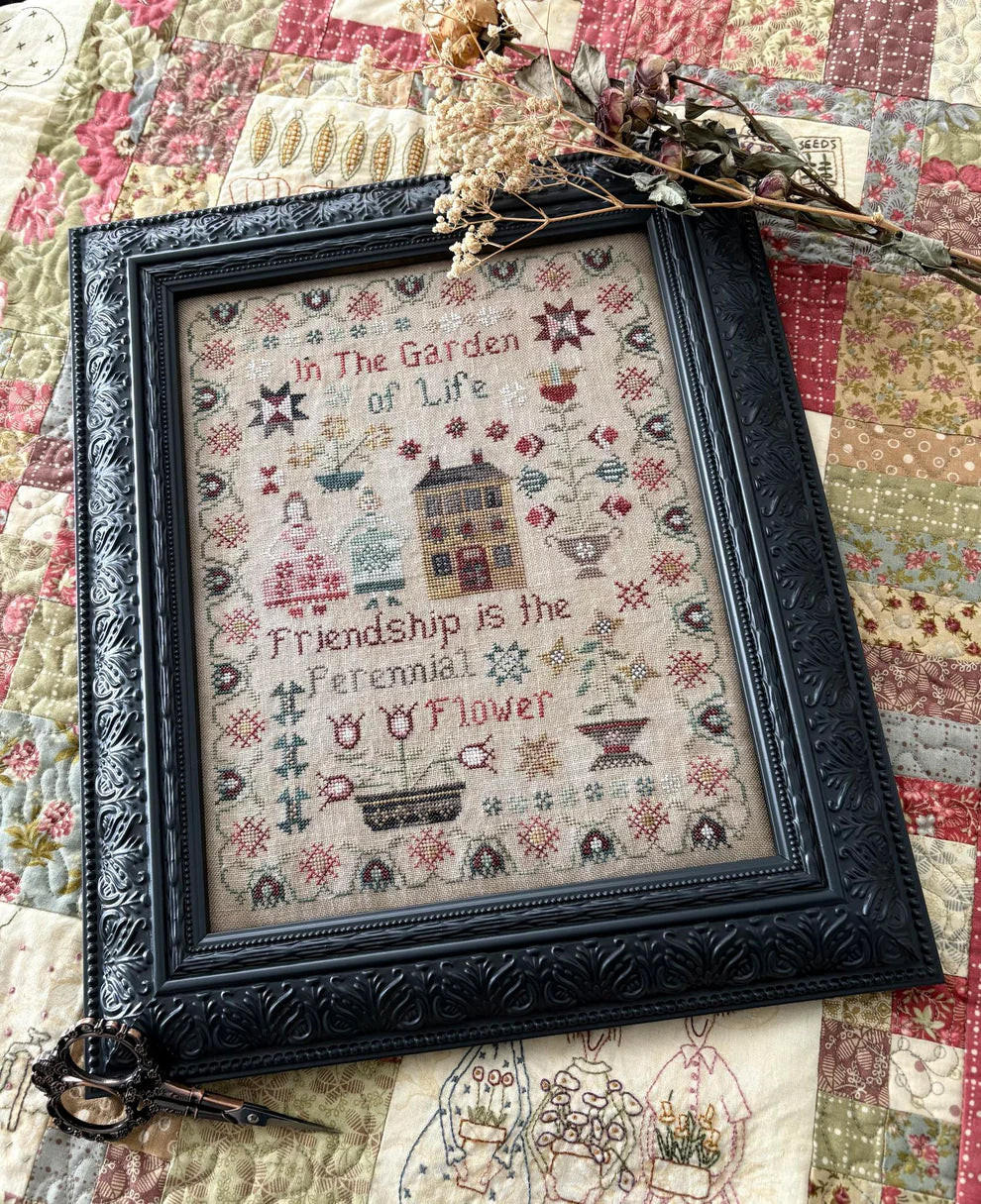 Perennial Flower Sampler Cross Stitch Pattern Pansy Patch Quilts and Stitchery
