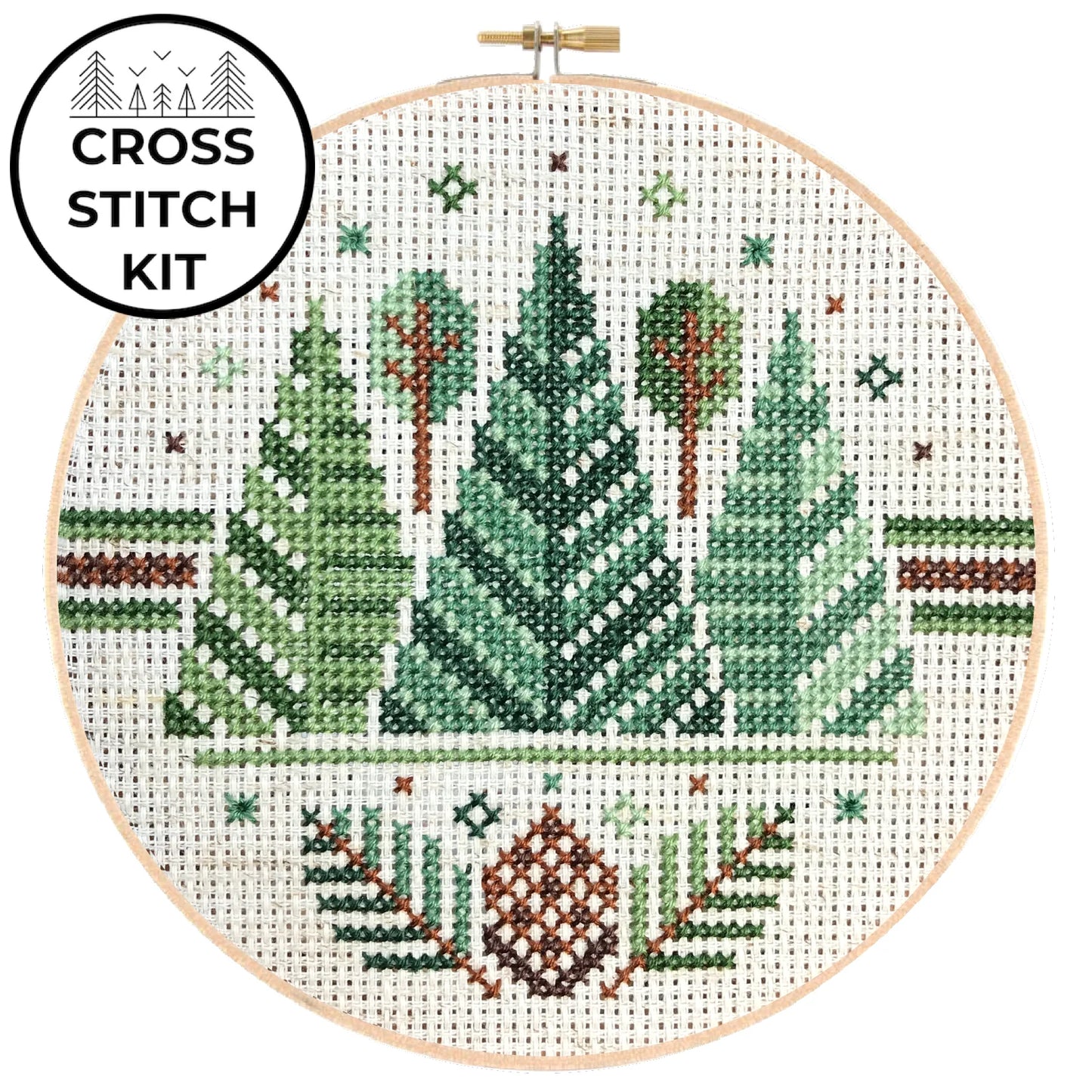 Three Pines Cross Stitch Kit by Pigeon Coop Designs
