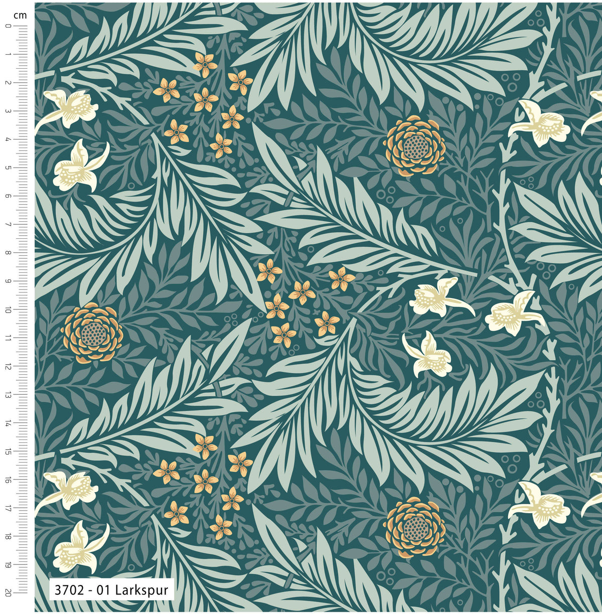 William Morris Klemscott Garden 01 Larkspur by Make & Believe for Visage Fabrics (sold in 25cm increments)