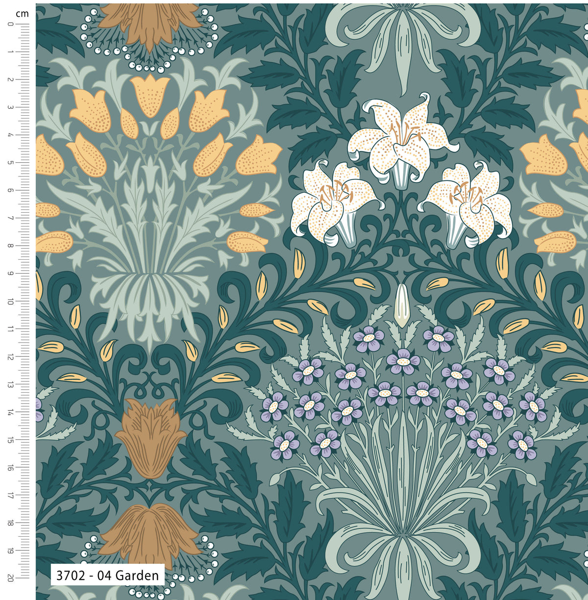 William Morris Klemscott Garden 04 Garden by Make & Believe for Visage Fabrics (sold in 25cm increments)