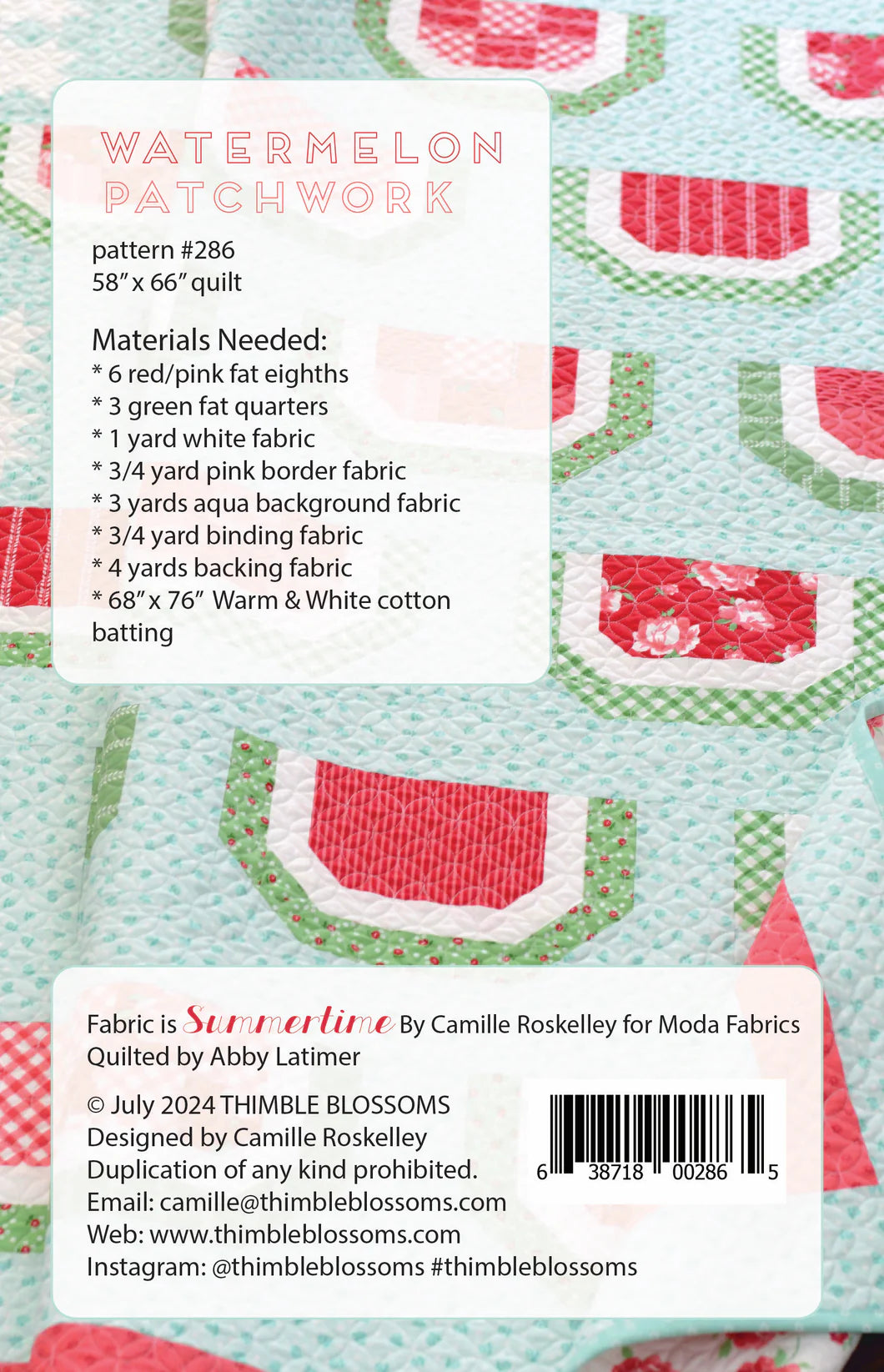 Watermelon Patchwork Quilt Pattern Thimble Blossoms