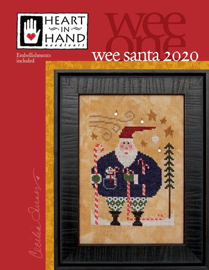 Wee Santa 2020 Cross Stitch Pattern Heart in Hand