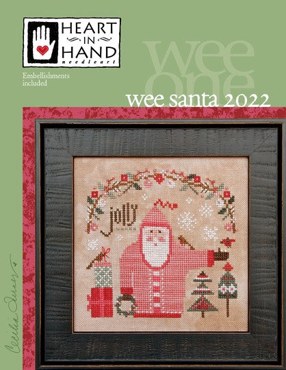 Wee Santa 2022 Cross Stitch Pattern Heart in Hand