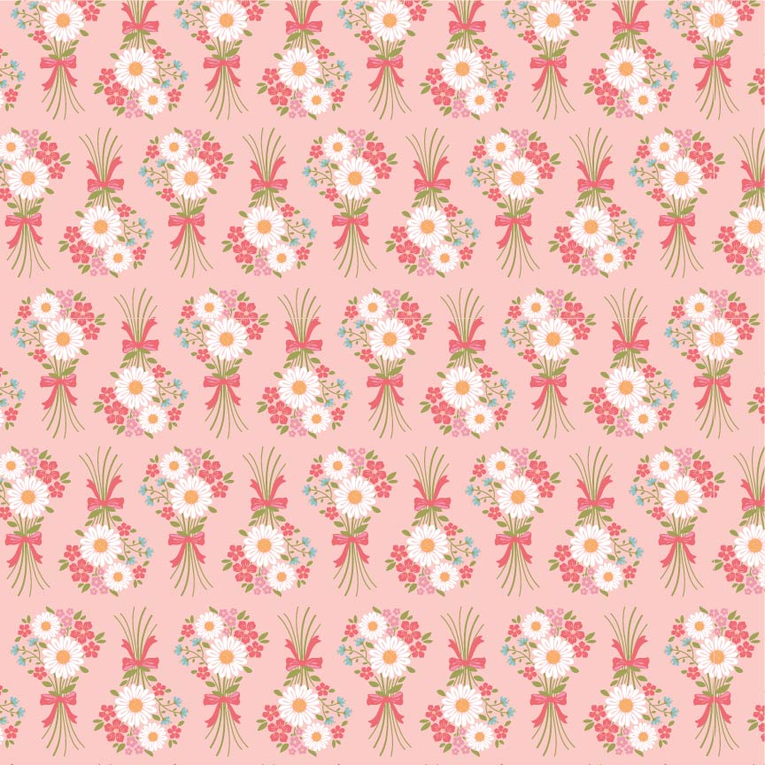Homestead Flower Bouquet Pink PH23425 by Prairie Sisters for Poppie Cotton (sold in 25cm increments)