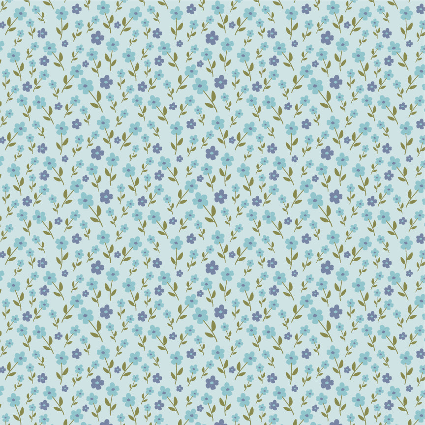 Homestead Wildflower Field Blue PH23427 by Prairie Sisters for Poppie Cotton (sold in 25cm increments)