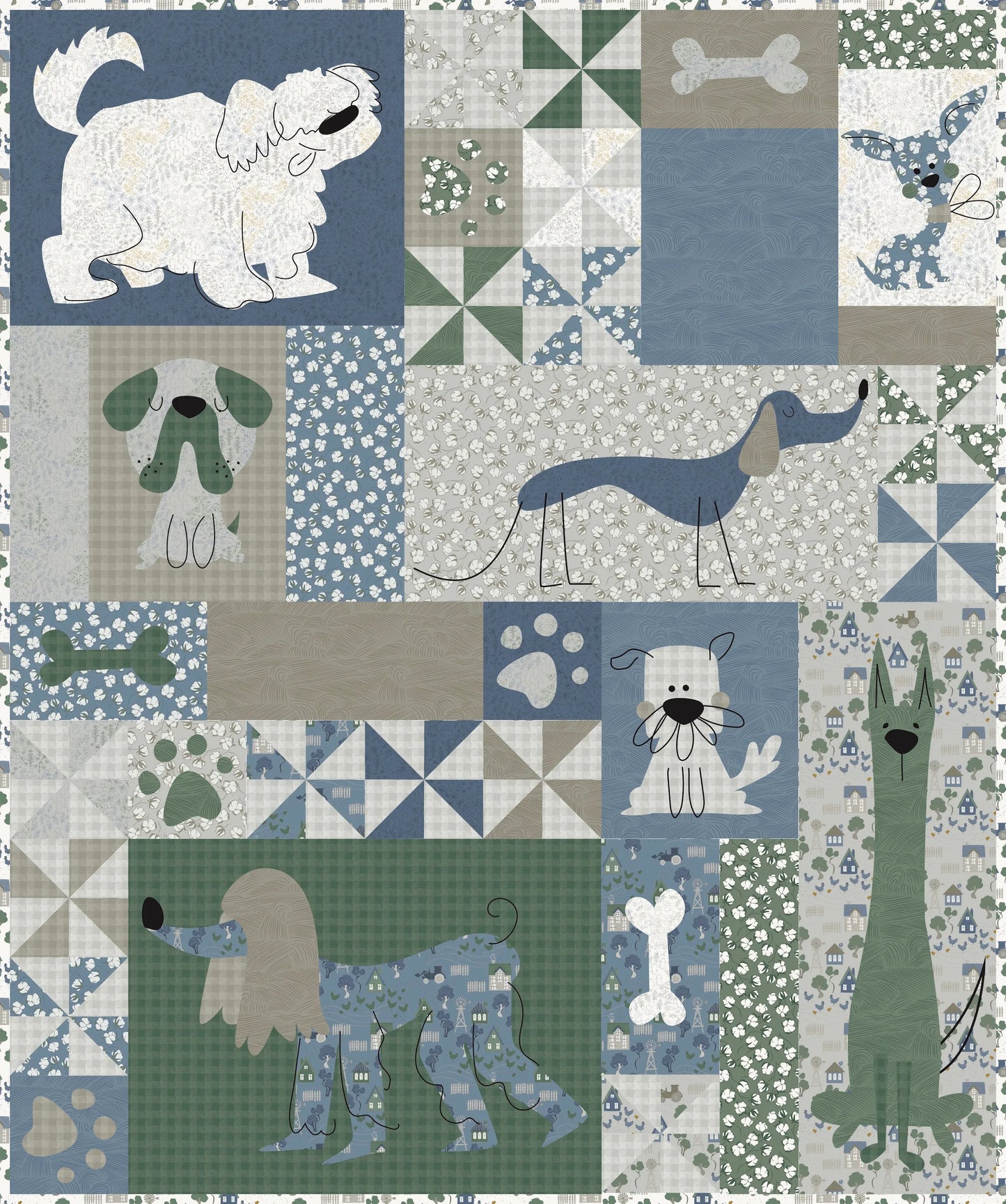 Woof! Quilt Fabric Kit featuring Homestead by Meags and Me