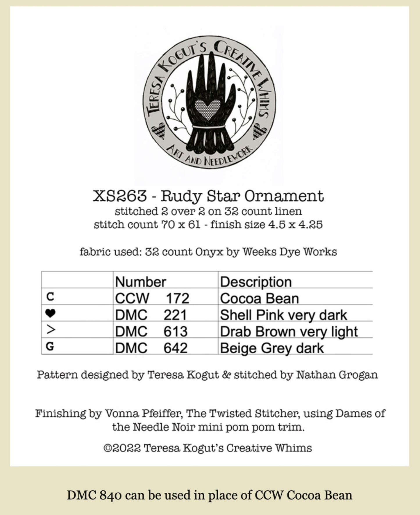 Rudy Star Ornament Cross stitch pattern by Teresa Kogut