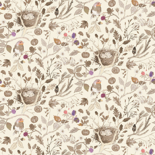 Autumnity Forest Fruits Light Cream Y3862-2 by Esther Fallon Lau for Clothworks (sold in 25cm increments)