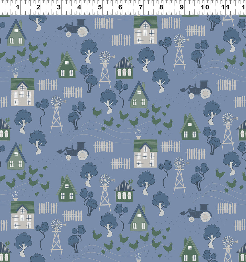 Homestead Farmland Denim Y3952-88 by Meags and Me for Clothworks Fabrics (sold in 25cm increments)