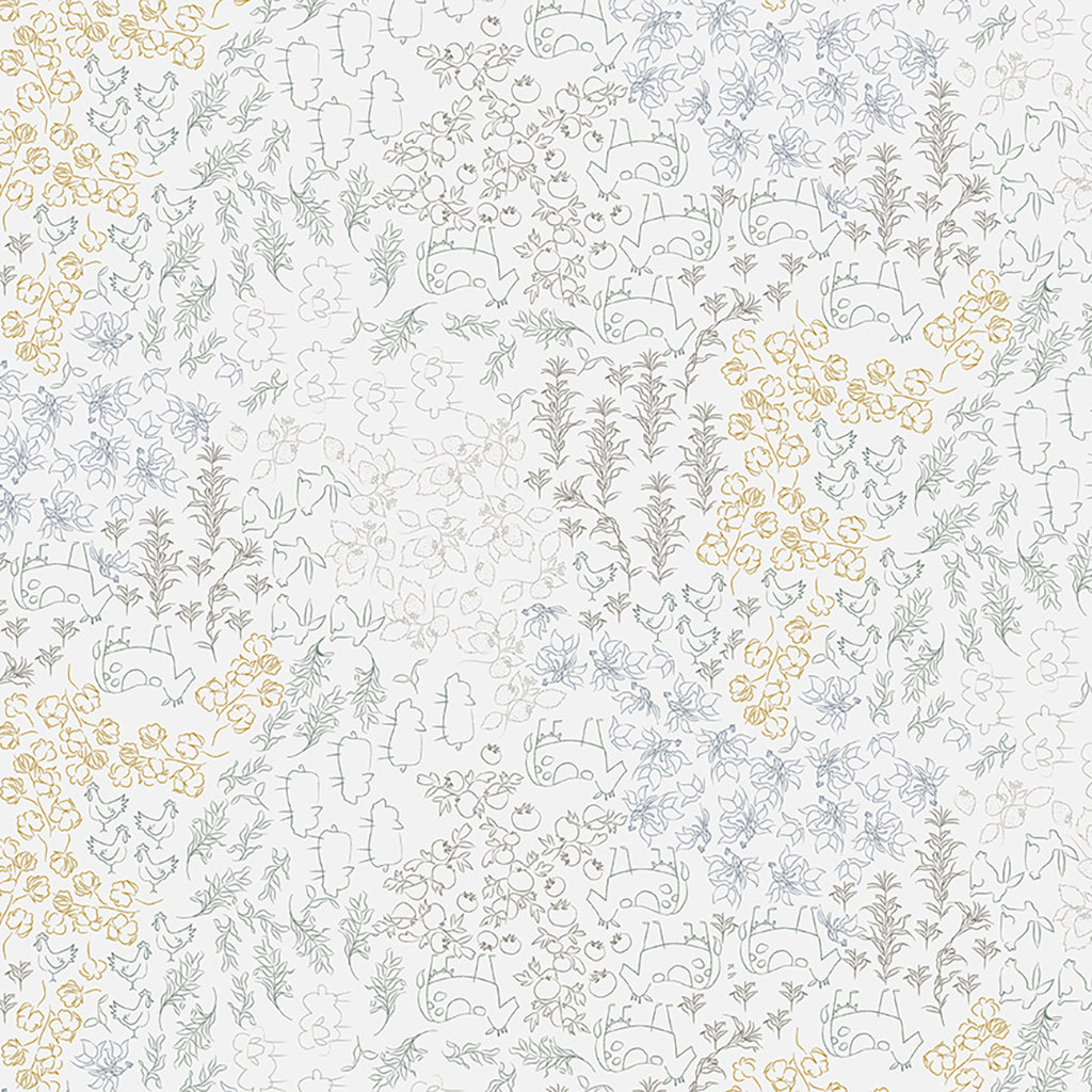 Homestead Linework Pale Gray Y3955-137 by Meags and Me for Clothworks Fabrics (sold in 25cm increments)
