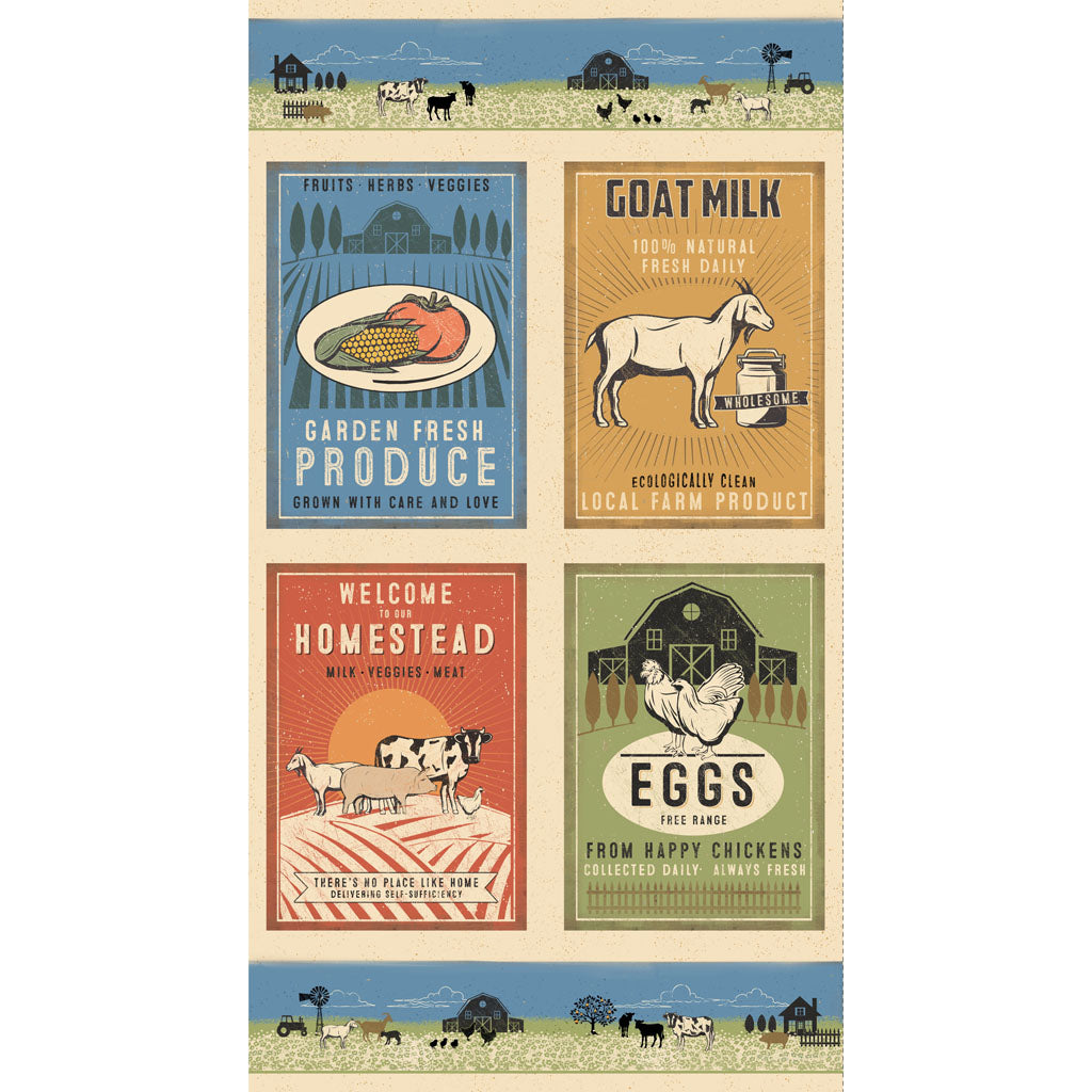 Homesteading Digital Block Panel Multi Y4602-55 by Dan Dipaolo for Clothworks Fabrics