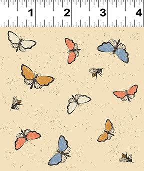 Homesteading Butterflies Pale Gold Y4609-130 by Dan Dipaolo for Clothworks Fabrics (sold in 25cm increments)