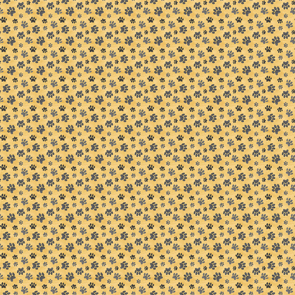 Homebodies Digital Paw Prints Gold Y4670-68 by Mary Urban for Clothworks Fabrics (sold in 25cm increments)