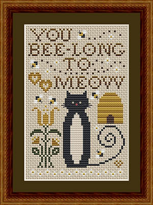 You Bee-Long To Meow Cross Stitch Pattern by Happiness is Heart Made