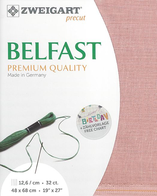 Zweigart Belfast 32Ct Ash Rose Linen Pre Cut