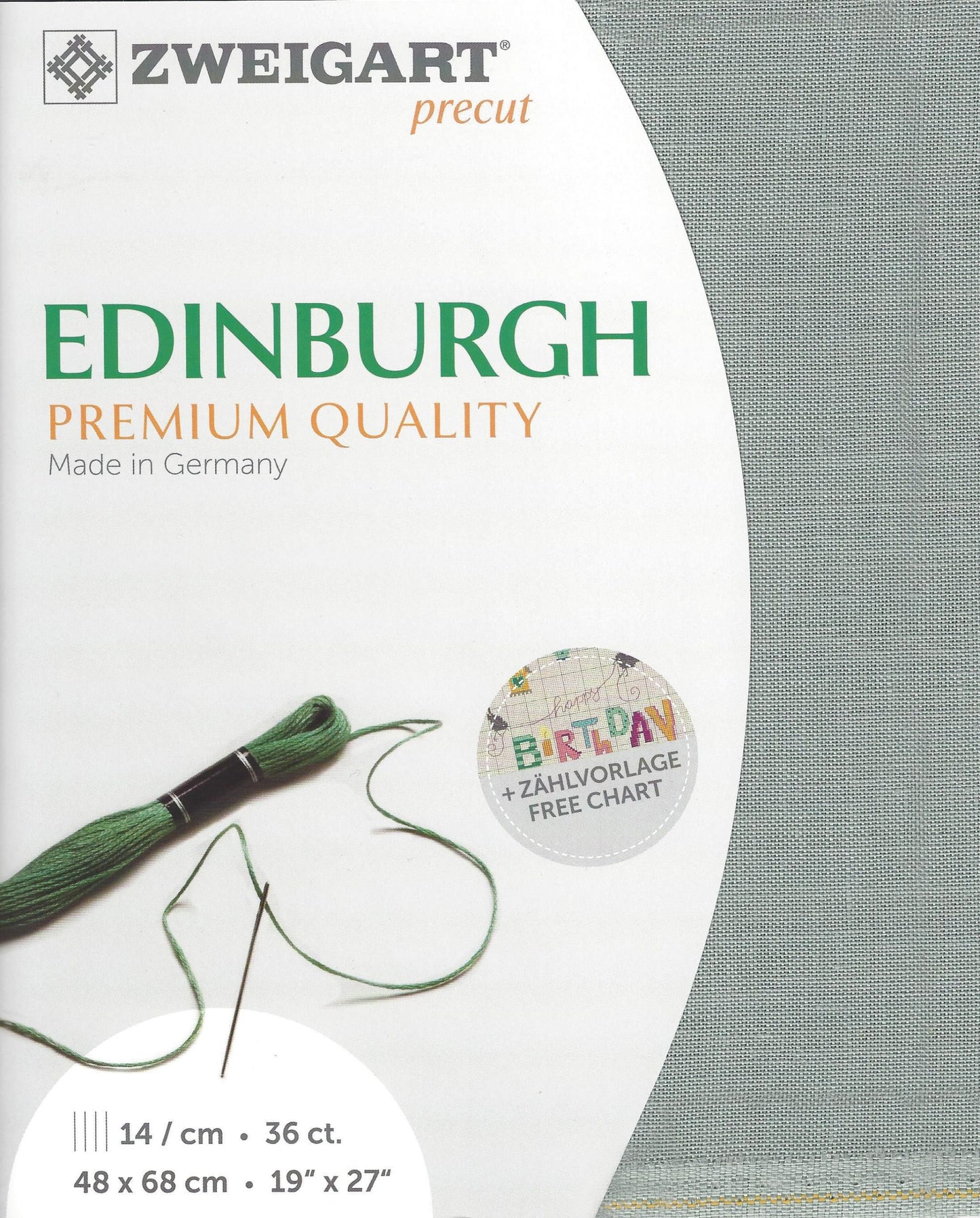 Zweigart Edinburgh 36Ct Smoke Blue Linen Pre Cut
