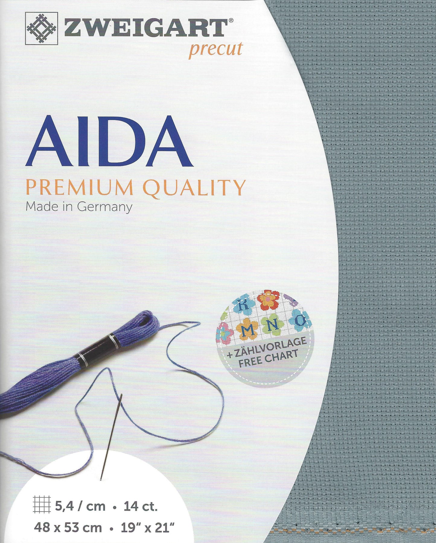 Zweigart AIDA 14Ct Misty Blue Pre-cut