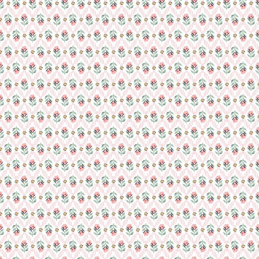 Granny's Sewing Room Attic Curtains Pink GS25906 by Sheri McCulley for Poppie Cotton (sold in 25cm increments)