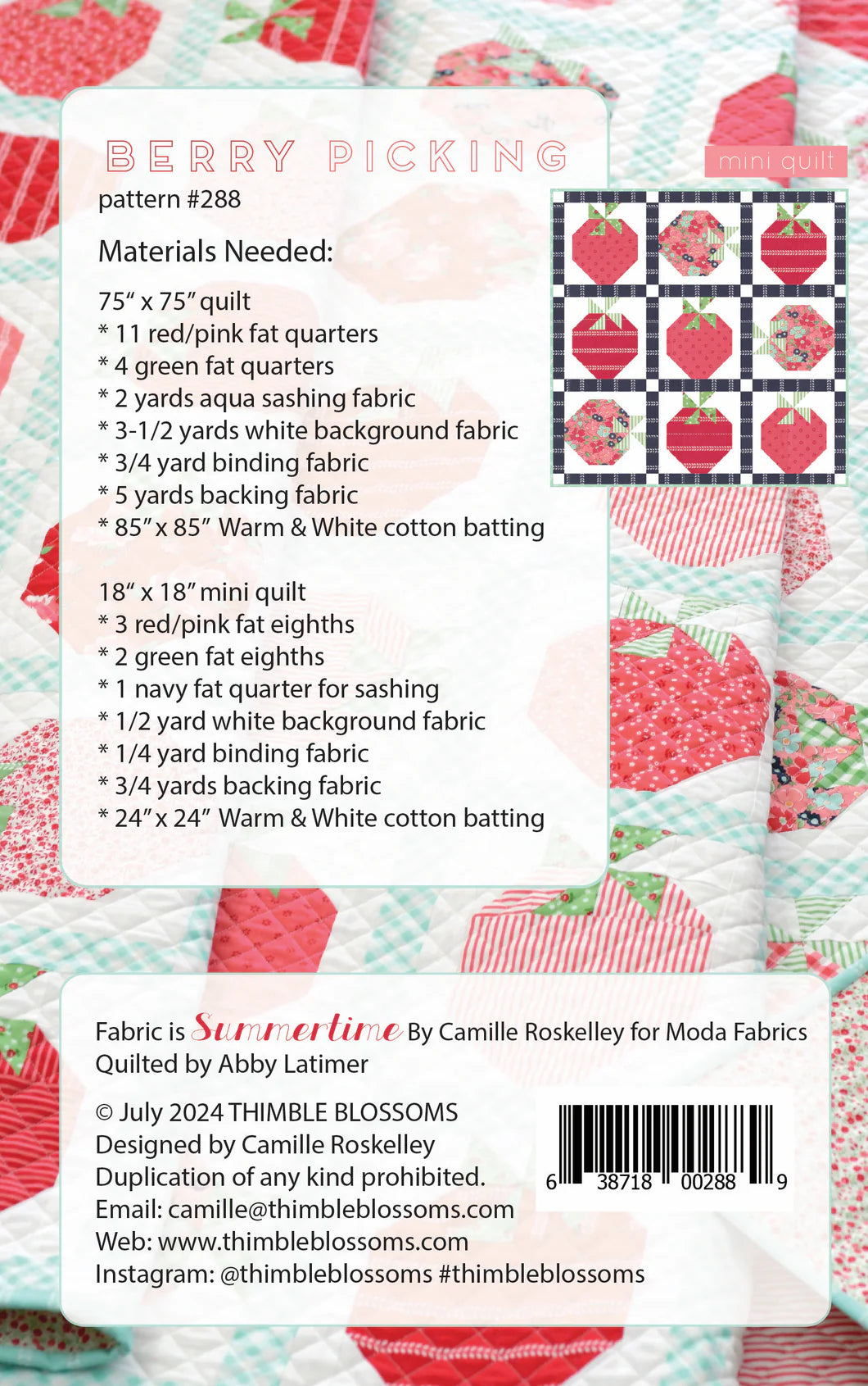 Berry Picking Quilt Pattern Thimble Blossoms