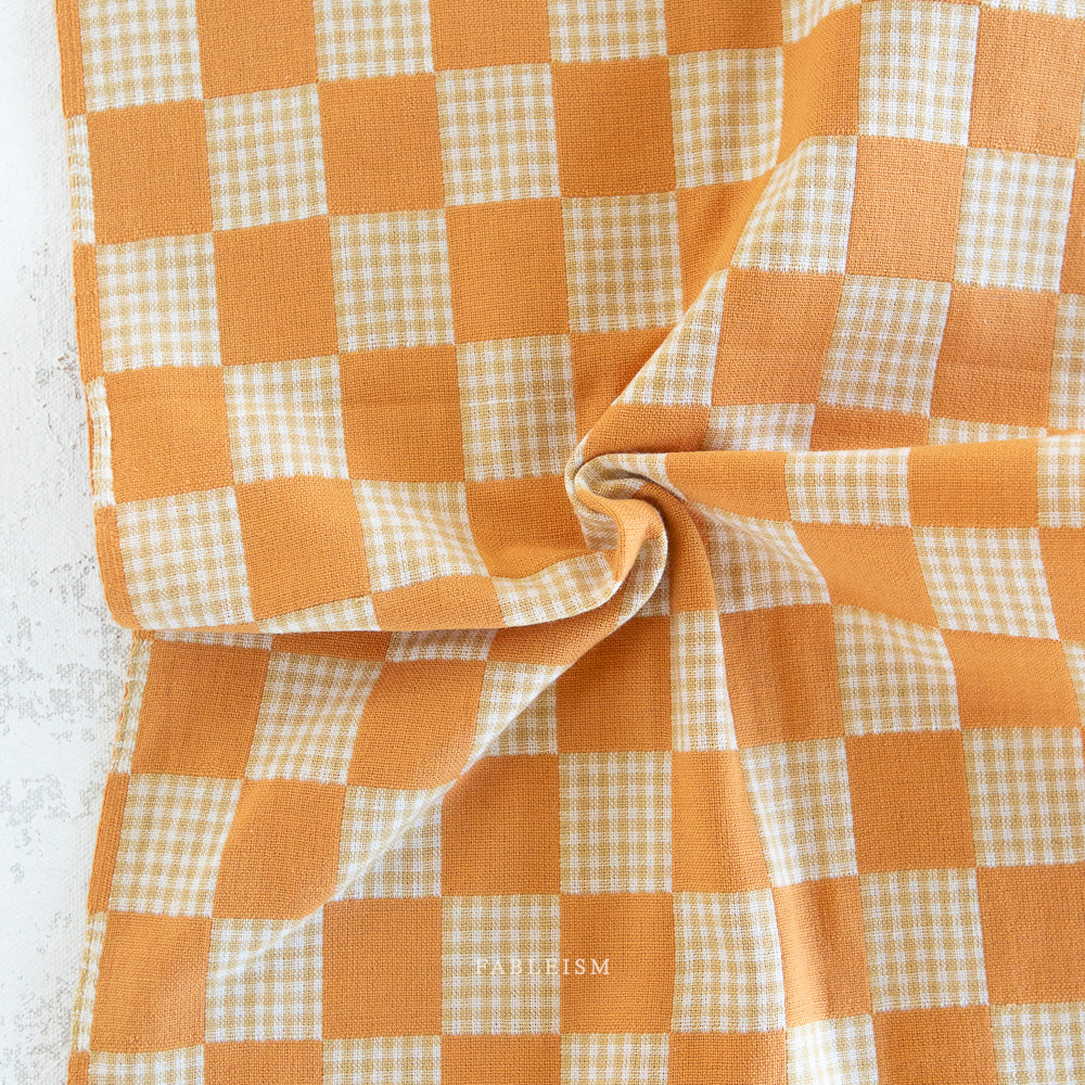 Check Mate Butterscotch Checkers by Fableism Supply Co (sold in 25cm increments)