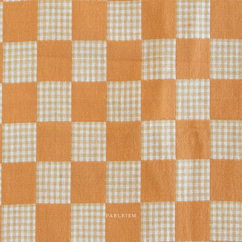 Check Mate Butterscotch Checkers by Fableism Supply Co (sold in 25cm increments)