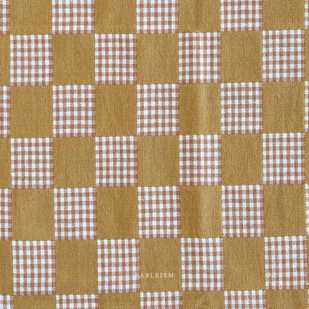 Check Mate Olive Checkers by Fableism Supply Co (sold in 25cm increments)