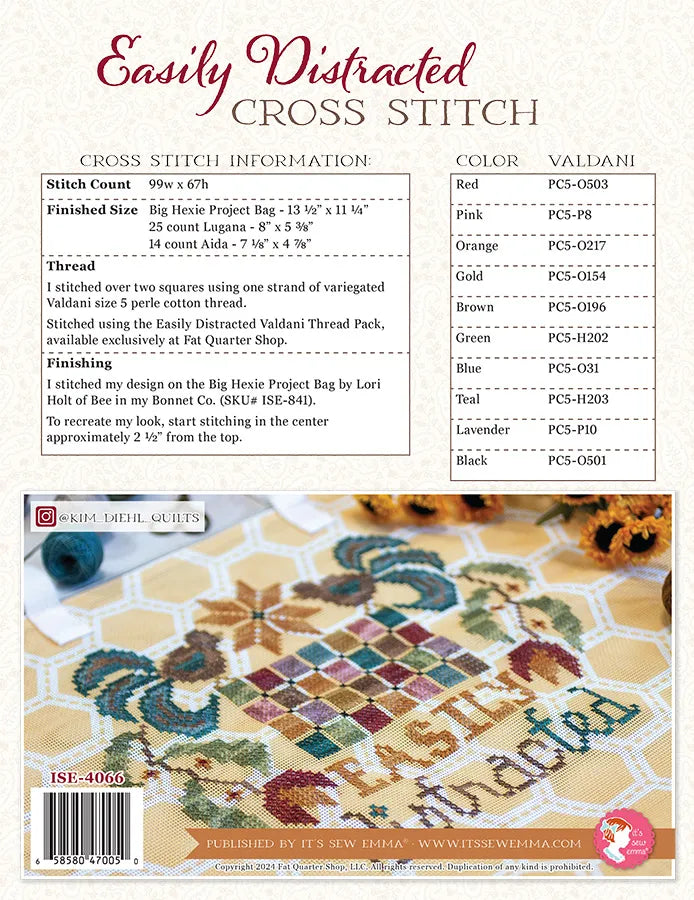 Easily Distracted Cross Stitch Pattern by Kim Diehl