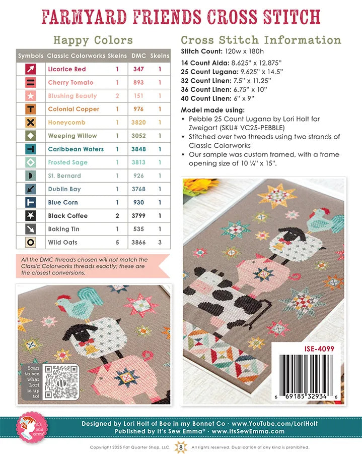 Farm Yard Friends Cross Stitch Pattern by Lori Holt of Bee in my Bonnet
