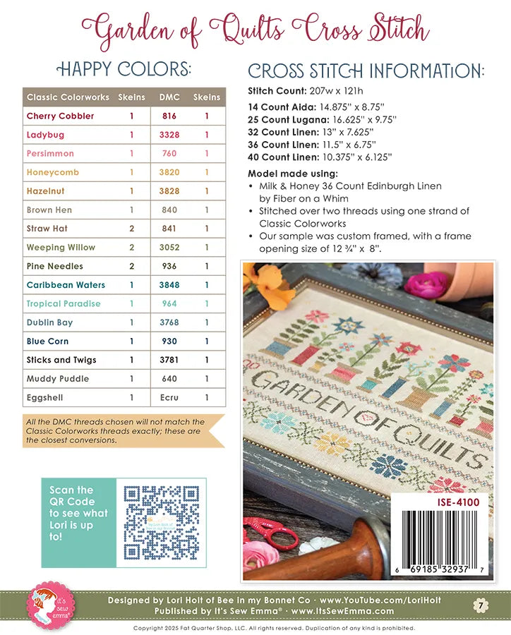 Garden of Quilts Cross Stitch Pattern by Lori Holt of Bee in my Bonnet
