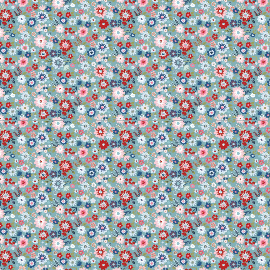 Hip Hip Hooray-Liberty Blue HH25103 by Lori Woods for Poppie Cotton (sold in 25cm increments)