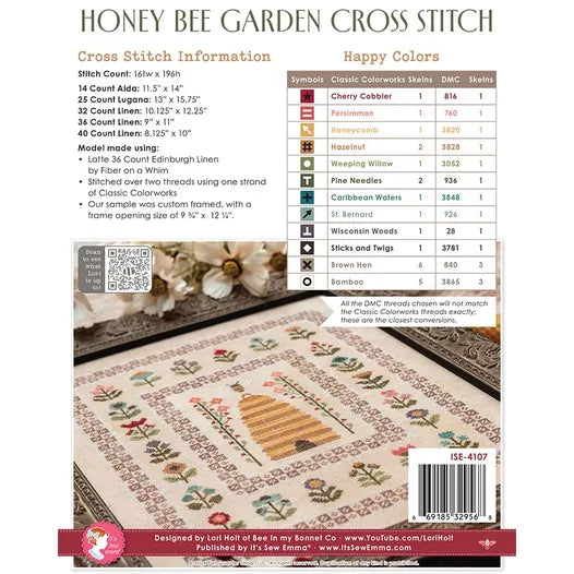 Honey Bee Garden Cross Stitch Pattern by Lori Holt of Bee in my Bonnet